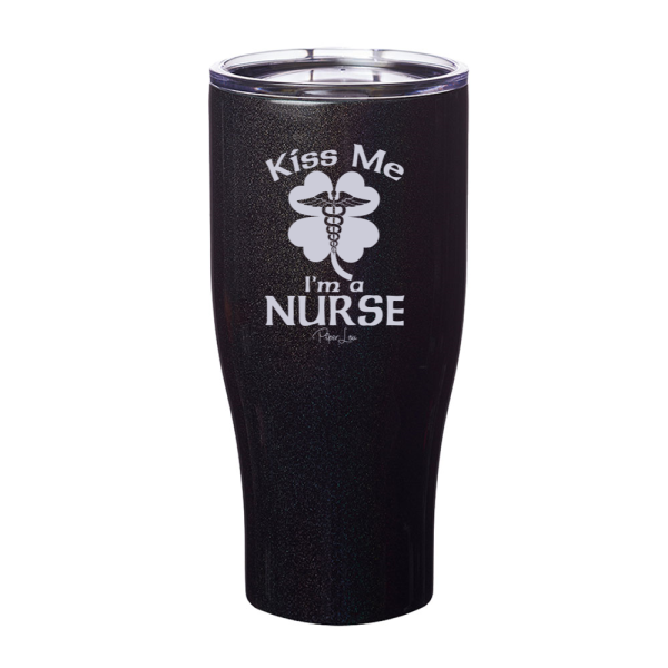 Kiss Me I m A Nurse St. Patrick s Day Laser Etched Tumbler For Cheap - Image 4