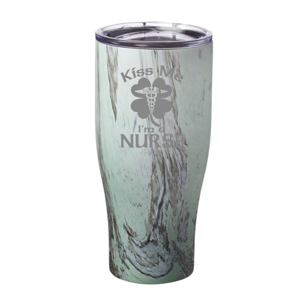 Kiss Me I m A Nurse St. Patrick s Day Laser Etched Tumbler For Cheap - Image 3