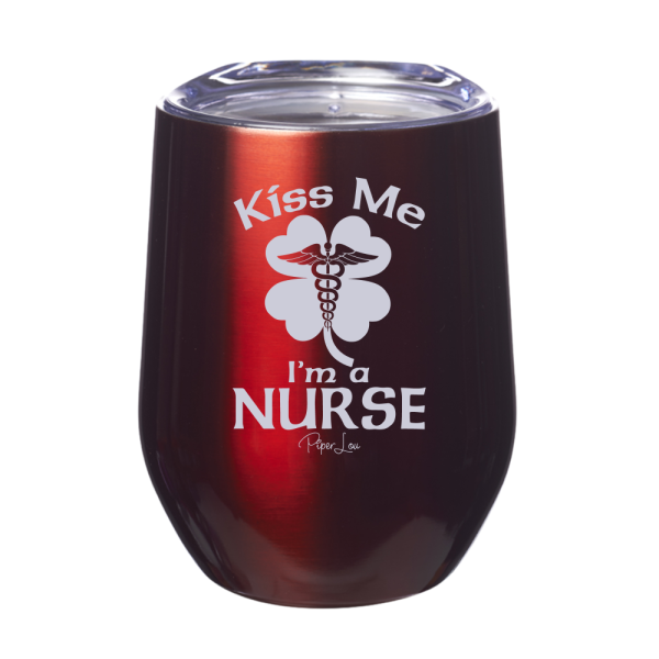 Kiss Me I m A Nurse 12oz Stemless Wine Cup Online Hot Sale - Image 4