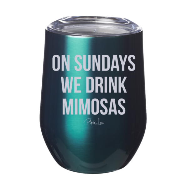 On Sundays We Drink Mimosas 12oz Stemless Wine Cups For Sale - Image 4
