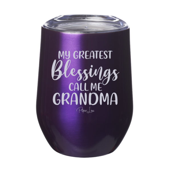 My Greatest Blessings Call Me Grandma 12oz Stemless Wine Cup For Cheap - Image 3