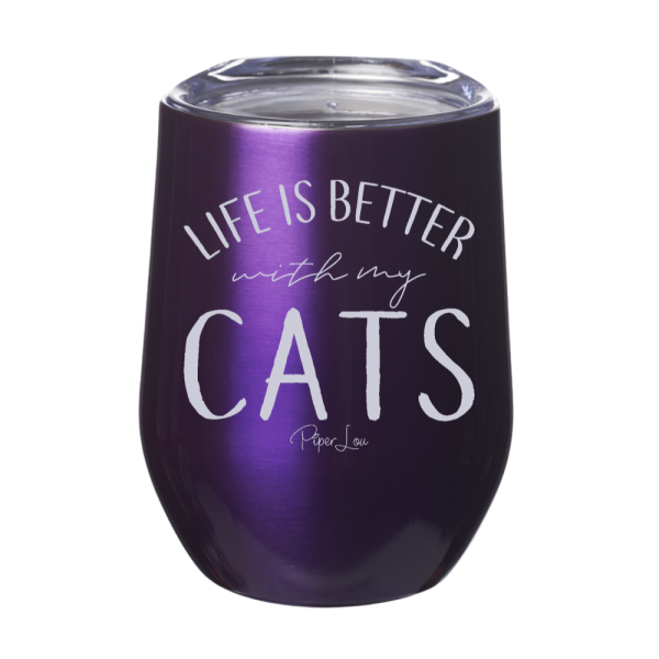 Life Is Better With My Cats 12oz Stemless Wine Cup on Sale - Image 3