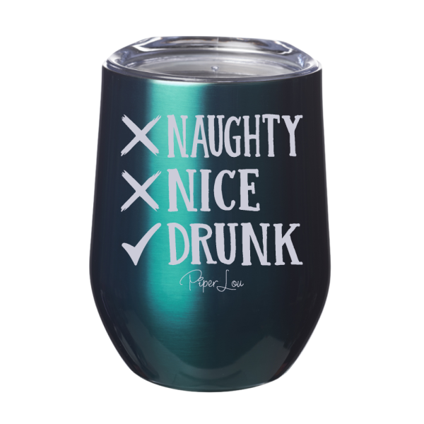 Naughty, Nice, Drunk 12oz Stemless Wine Cup Cheap - Image 5