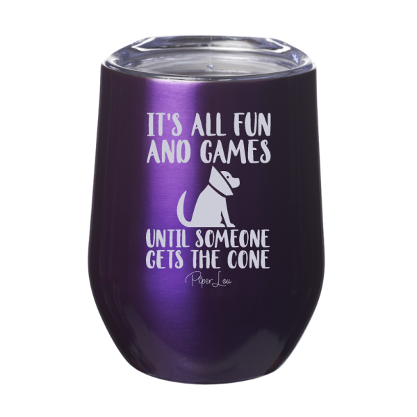 It s All Fun And Games Until Someone Gets The Cone 12oz Stemless Wine Cup For Cheap - Image 3
