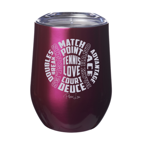 Tennis Word Cloud 12oz Stemless Wine Cup Online Hot Sale - Image 2