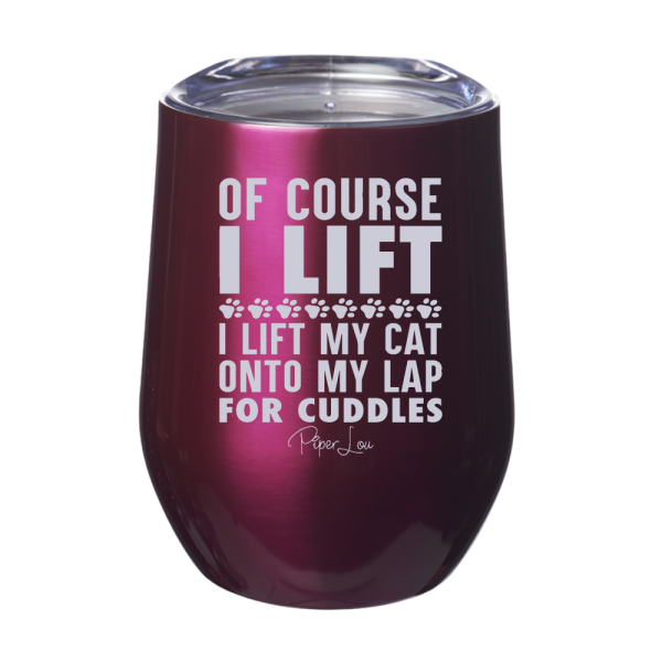 Of Course I Lift I Lift My Cat 12oz Stemless Wine Cup on Sale - Image 2