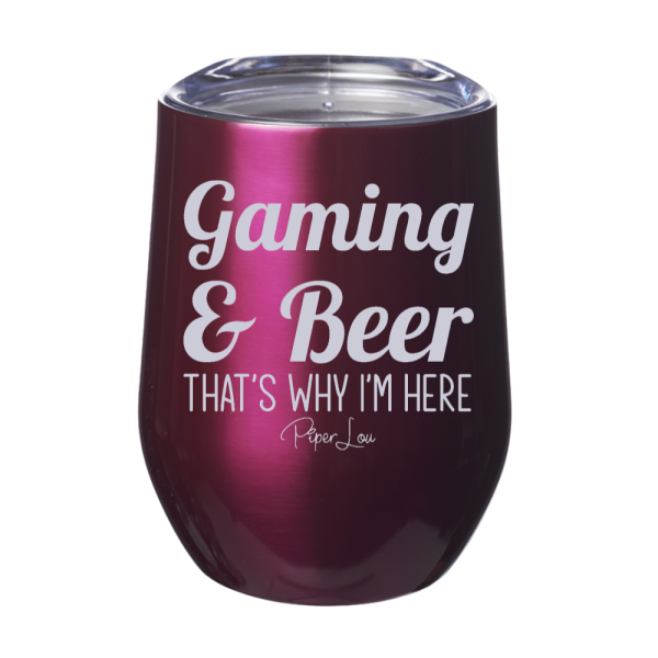 Gaming And Beer That s Why I m Here 12oz Stemless Wine Cup For Discount - Image 2