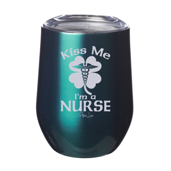 Kiss Me I m A Nurse 12oz Stemless Wine Cup Online Hot Sale - Image 5