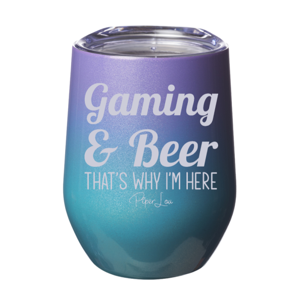 Gaming And Beer That s Why I m Here 12oz Stemless Wine Cup For Discount
