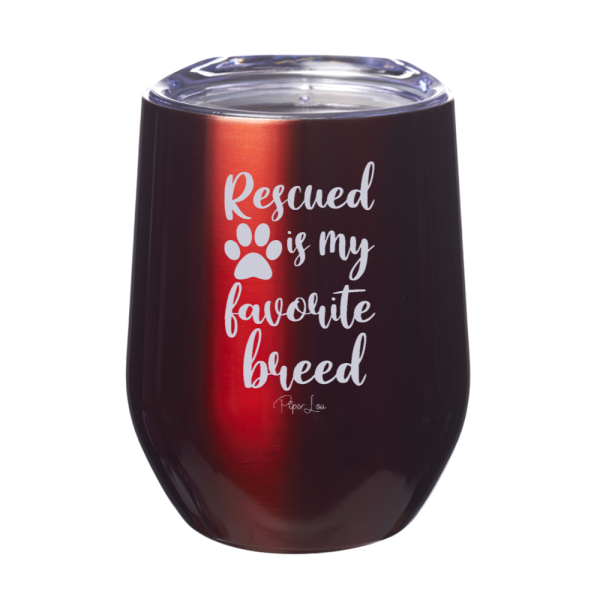 Rescued Is My Favorite Breed 12oz Stemless Wine Cup on Sale - Image 3