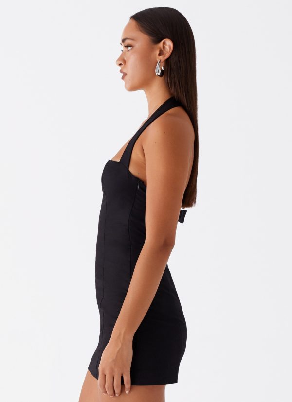 Julianna Linen Mini Dress - Black For Sale - Image 4