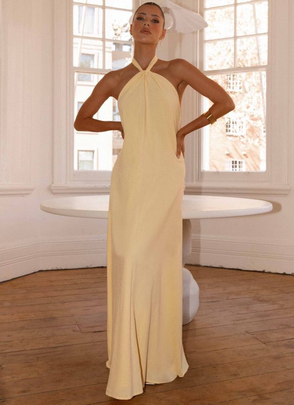 Golden Child Linen Maxi Dress - Yellow Online Hot Sale