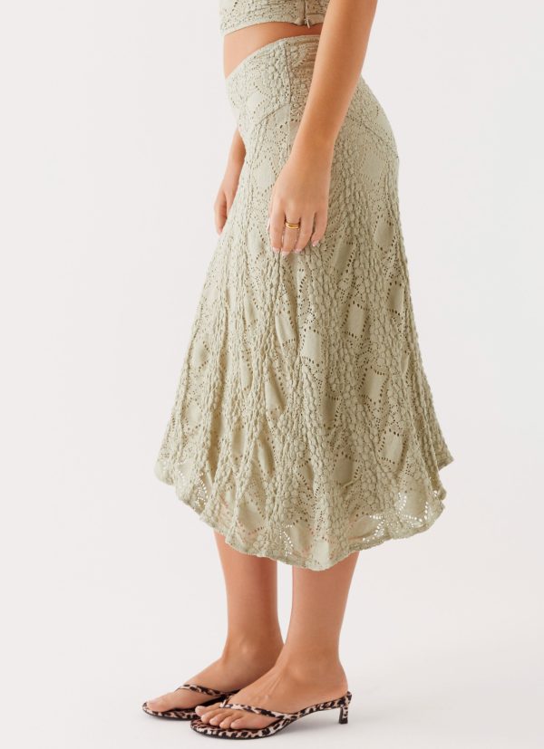 Diamond Sky Midi Skirt - Sage For Sale - Image 4