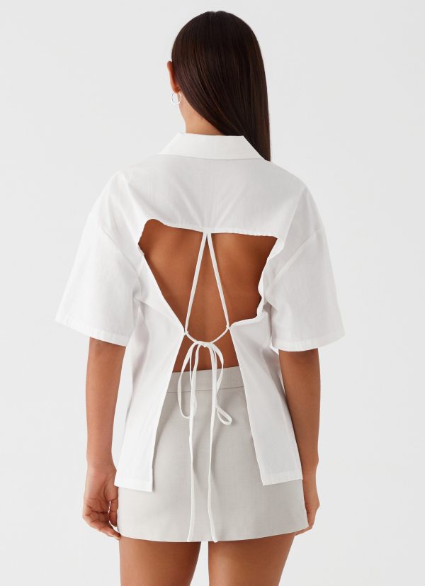Hadley Open Back Short Sleeve Shirt - White For Discount - Image 4