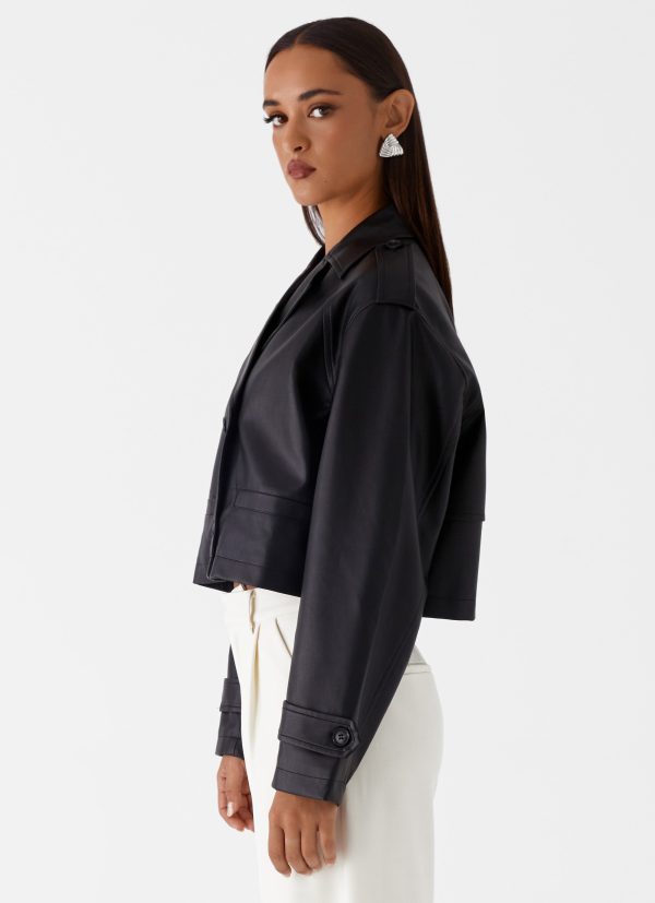 Bryson Cropped Jacket - Black Hot on Sale - Image 3