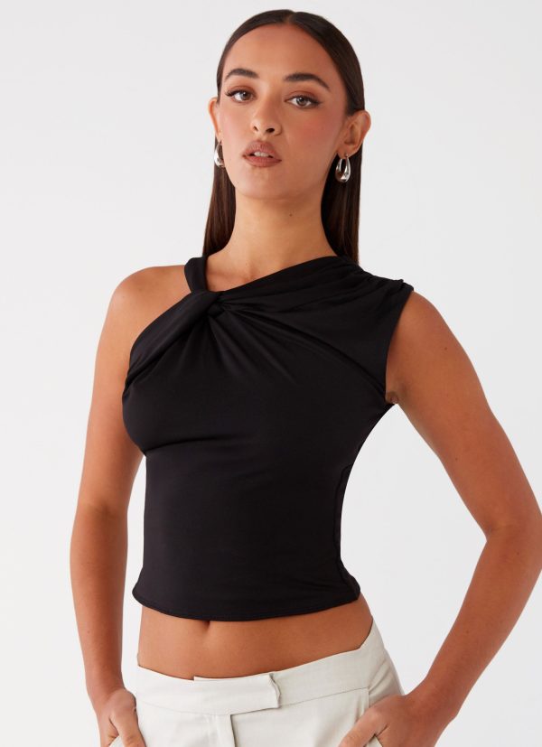 Jesse Twist Shoulder Top - Black Online Hot Sale