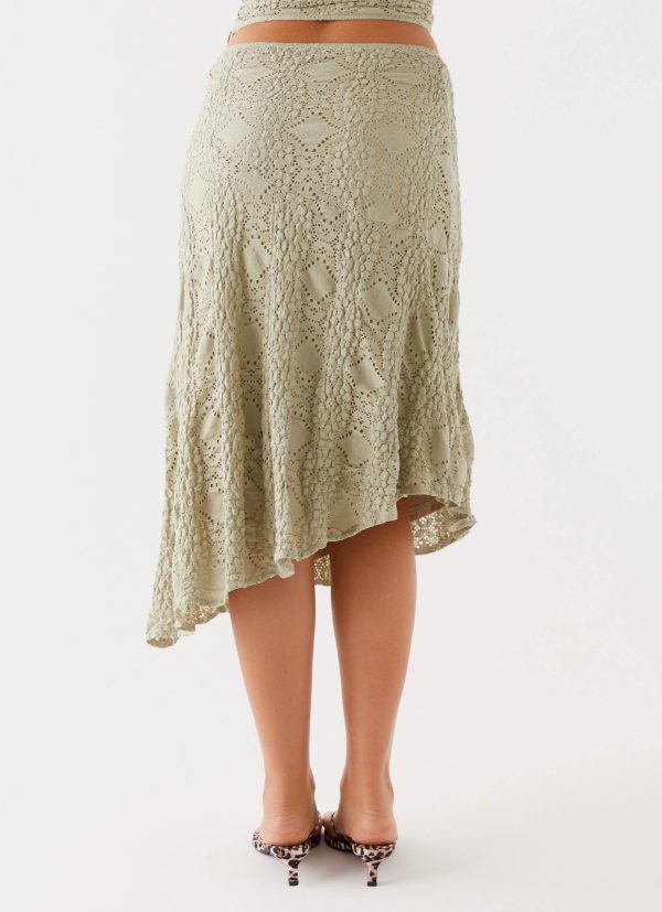 Diamond Sky Midi Skirt - Sage For Sale - Image 5