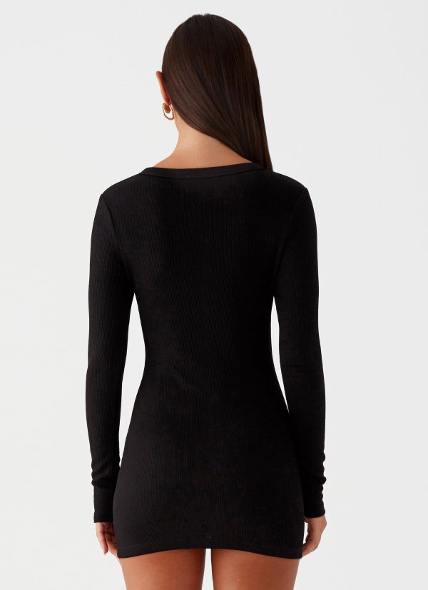 Ailee Long Sleeve Mini Dress - Black Cheap - Image 3