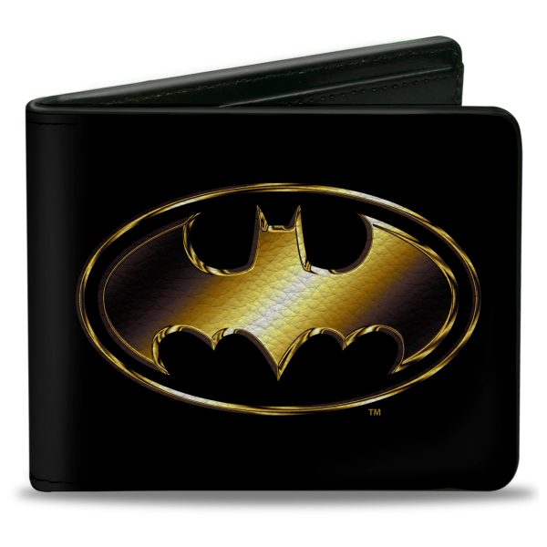 Bi-Fold  Wallet - Justice League Batman Bat Signal Logo Black Gold Online