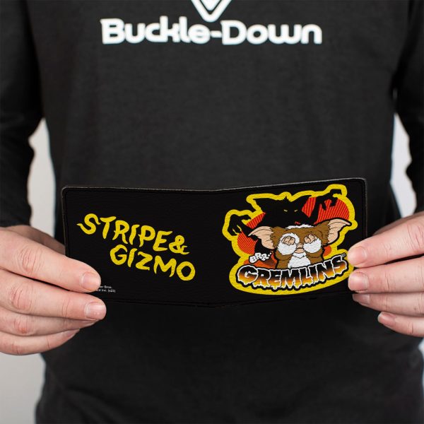 Bi-Fold Wallet - Gremlins Stripe & Gizmo Pose Black Yellow Sale - Image 4