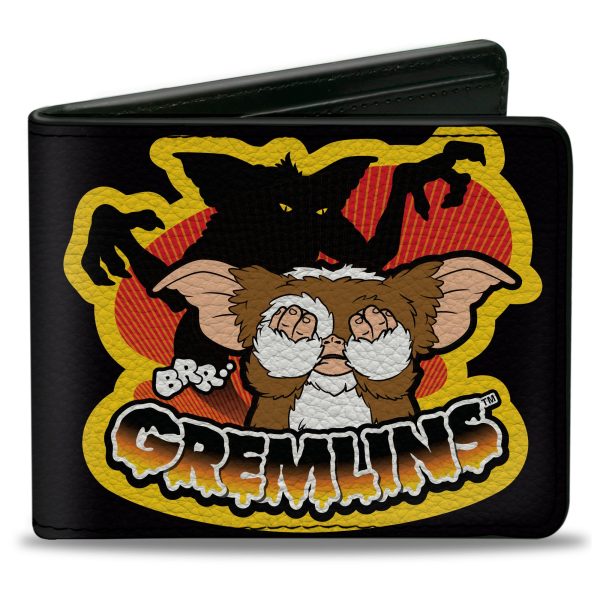 Bi-Fold Wallet - Gremlins Stripe & Gizmo Pose Black Yellow Sale