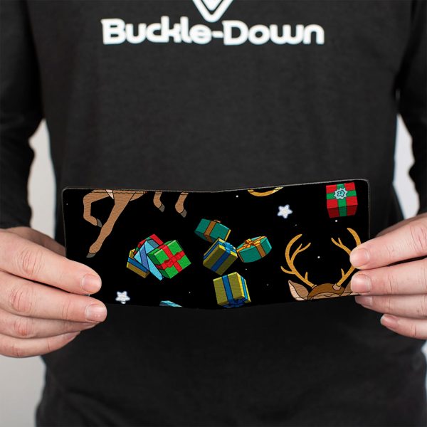 Bi-Fold Wallet - Rick and Morty Holiday Santa Rick Reindeer Sled Pose and Packages Collage Black Hot on Sale - Image 4