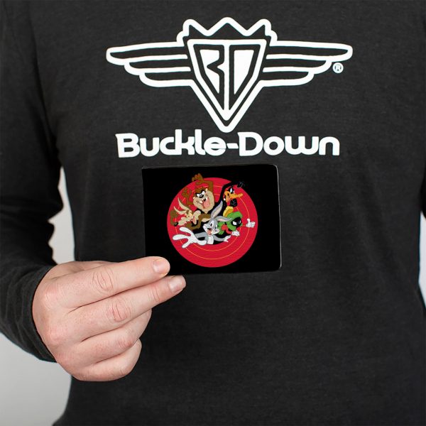Bi-Fold  Wallet - Looney Tunes 5-Character Bullseye Pose Black Online Hot Sale - Image 3