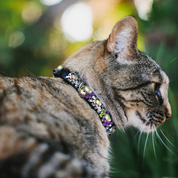 Breakaway Cat Collar with Bell - Invader Zim GIR DOOM Pose Checker Black Gray Discount - Image 2